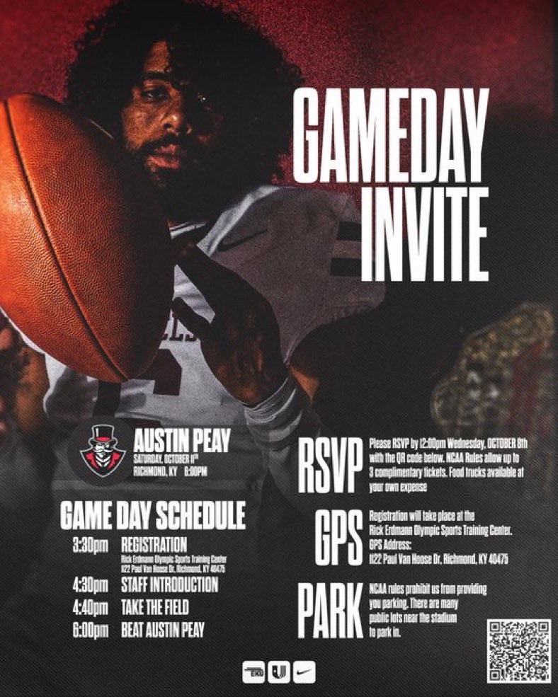 Thank you <a href="/coacharichman/">Andy Richman</a> for the Game day invite.
<a href="/EKUFootball/">EKU Football</a> 
<a href="/CoachHaddix11/">Justin Haddix</a>