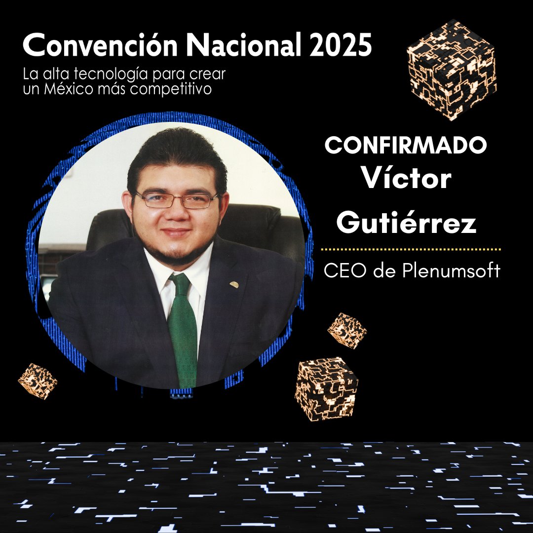 ¡Agradecemos la asistencia confirmada de <a href="/VictorGtzMtz/">Víctor A. Gutiérrez</a>, CEO de <a href="/Plenumsoft/">Plenumsoft</a>, en la Convención Nacional #CANIETI2025! 🎉🌟
¡Allá nos vemos! 🚀
