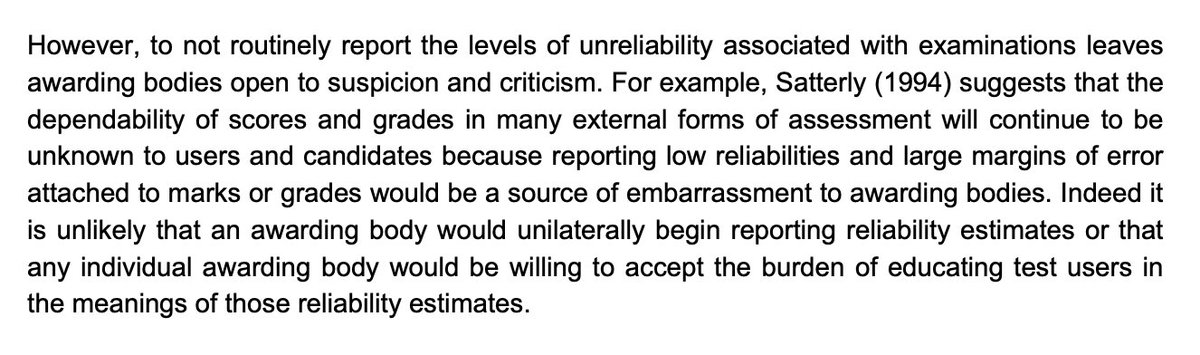 noookophile's tweet photo. @rethinkassessmt How about by being honest about the (un)reliability of exam grades, as described on page 70 to this AQA report:
https://t.co/XiBJDUo4DP
@CommonsEd @Appg_Schools @AnnaFazack1 @louise_eccles @poppyeh @DanWorth @SchoolsWeek @HMC_Org @ASCL_UK @NEUnion @NAHT @SFCA_info @nicolawoolcock https://t.co/agMXQSgukK