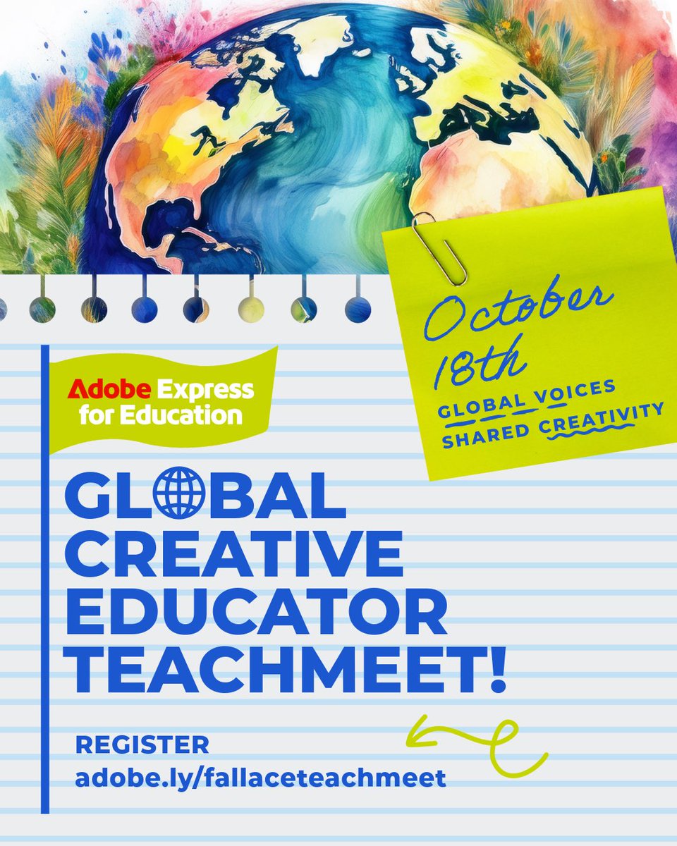 ShelMcConville's tweet image. The best PD isn’t a PowerPoint: it’s each other. 

Join educators from around the world for the very first Adobe Education Global Teachmeet, an Edcamp-style gathering led by YOU. 

🗓️ Oct 18
adobe.ly/fallaceteachme… 

#AdobeEduCreative #AdobeEDUCATION