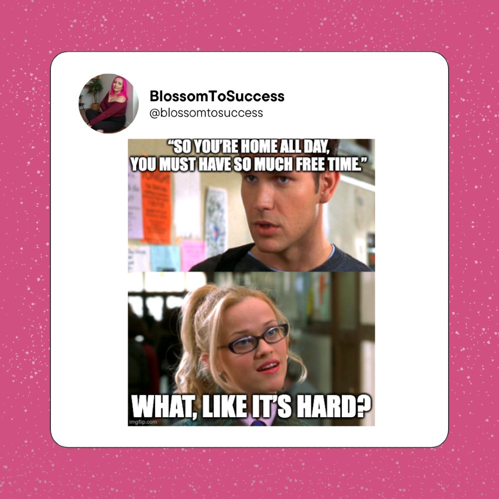 BlossomToSucces's tweet image. Oh sure, working from home means nothing but free time 🙃
Between juggling clients, content, laundry, and keeping kids alive… free time is a mythical creature.

#WorkFromHomeLife #EntrepreneurHumor #RelatableAF