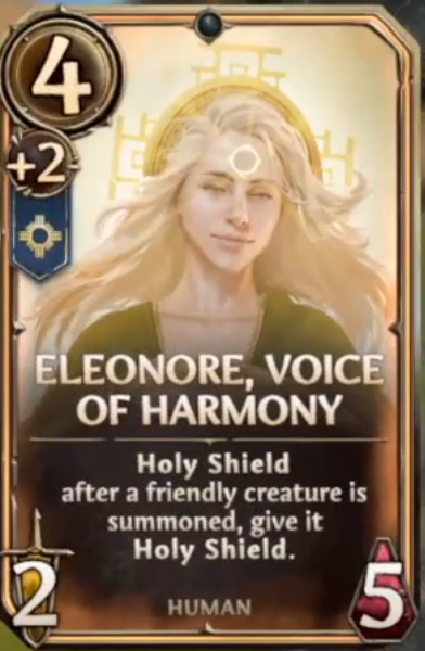 Might &amp; Magic Fates TCG   
Haven Key rewards:
Eleonore, Voice of Harmony - Legendary Card