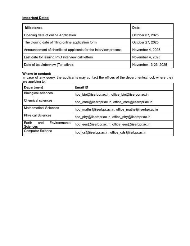IISER_BERHAMPUR's tweet image. 🚨 PhD application for the January session is now open! Don&apos;t miss out—apply quickly! 📚✨ #PhD #HigherEducation #ApplicationDeadline
iiserbpr.ac.in/webcontrol/upl…