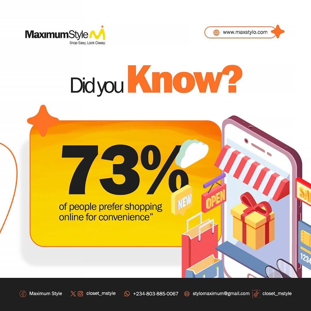 closet_mstyle's tweet image. Did You Know?

73% of people prefer shopping online for convenience.

You convenience is our priority at Maximum Style. Shop with us at maxstylo.com 

📲Contact us to place your order: ￼￼0803 885 0067

#MaximumStyle #shopeasy #FashionDeals #StyleOnABudget #onlineshop
