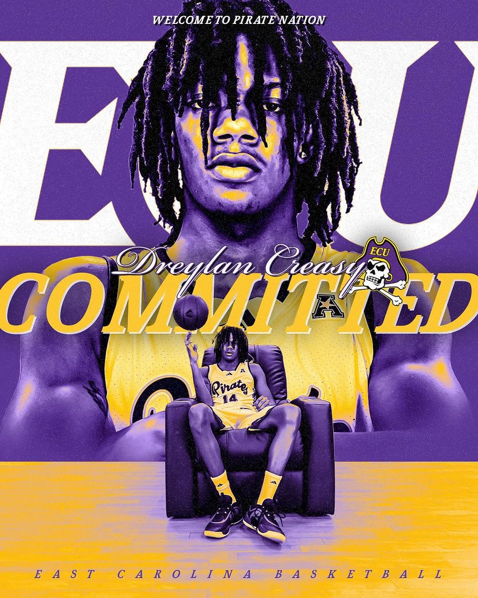 PR927FM's tweet image. PIRATES NEWS: Brian Bailey is reporting ECU men’s basketball has gotten a verbal commitment from four-star wing Dreylan Creasy out of Blue Ridge High School in Virginia. He chose ECU over Mississippi State, Oklahoma State, and Texas A&amp;amp;M. He is 6-foot-7 and weighs 185 pounds. He…
