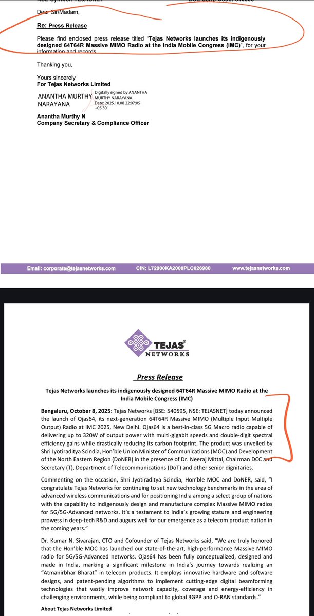 Big opportunity for Tejas Networks!

They’ve launched a fully indigenous 64T64R Massive MIMO 5G radio — matching global giants like Ericsson &amp; Huawei.
