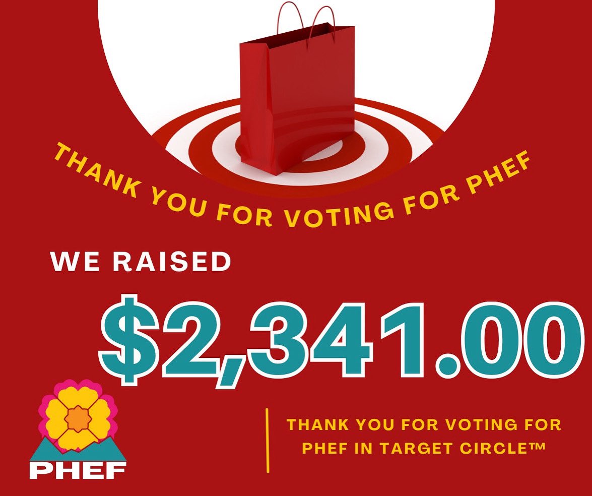 🎯We’re feeling the love from our PHEF community!❤️

🎉 We raised $2,341.00 to support scholarships and student success.

Share this post to help us thank our supporters! 🙌
#PHEF #ThankYou #TargetCircle™  #PuebloProud #CommunityImpact