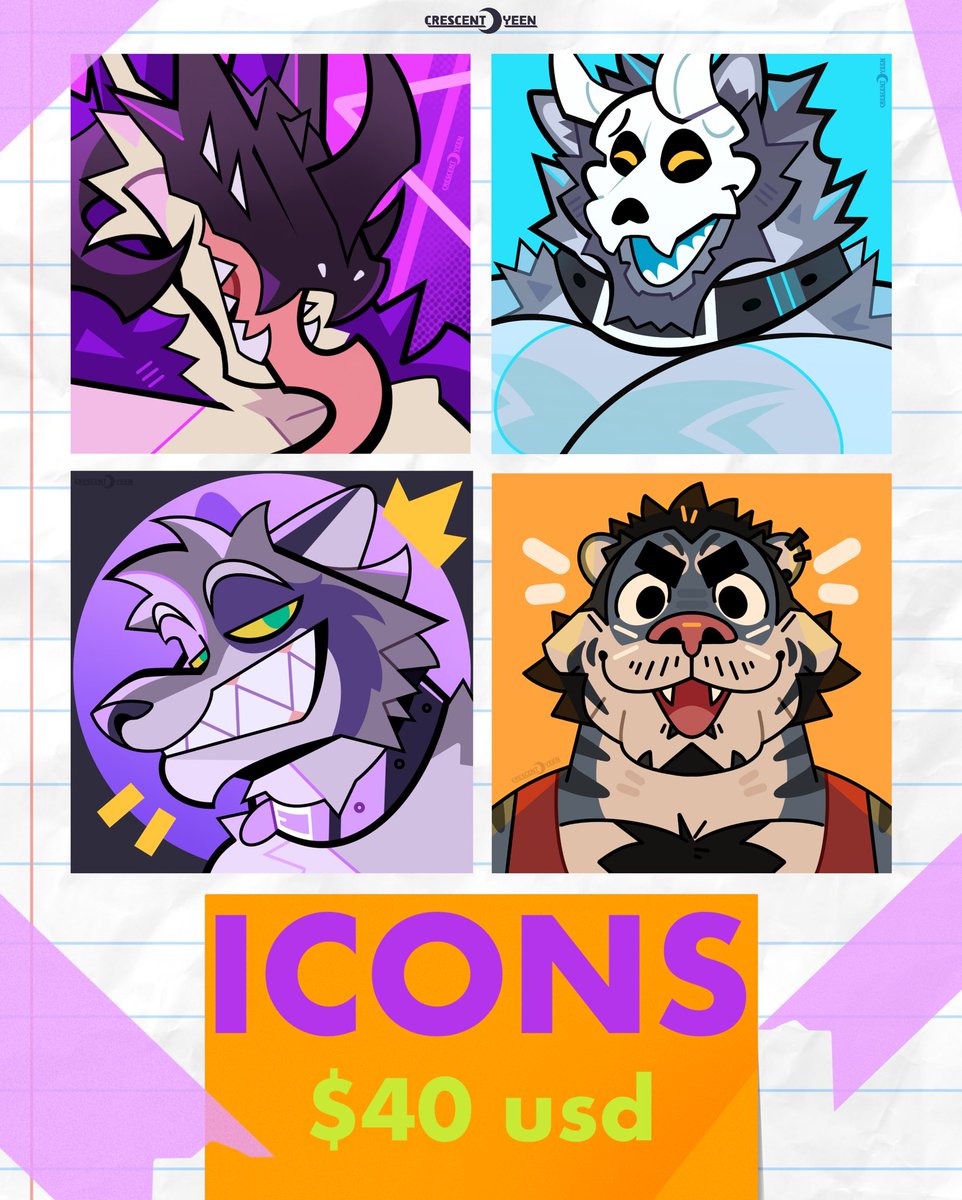 🌙 Icon Commissions Open! 🌙

I'm opening a second batch of Icon slots, feel free to send me a DM if you're interested!