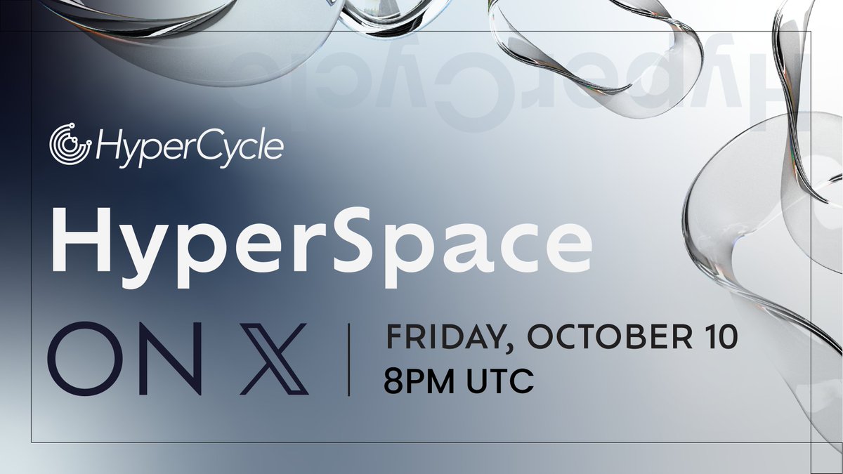 Set your reminder and join us live on X this Friday, 10th October, at 8:00 PM UTC, for the latest updates from HyperCycle, and an open floor Q&amp;A.

x.com/i/spaces/1YqGo…
