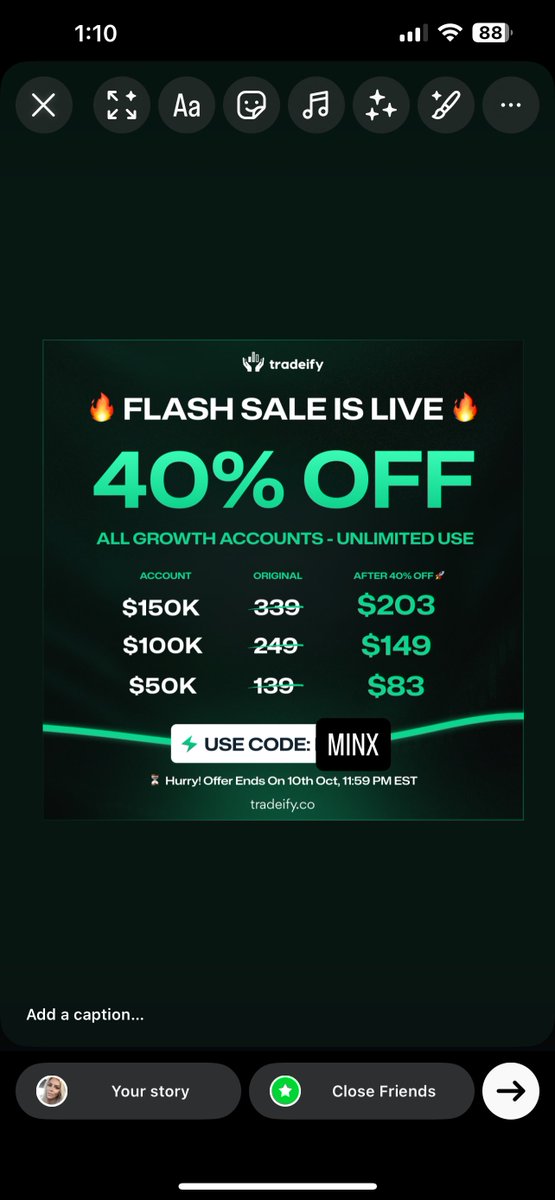 iamJMinx's tweet photo. GIVEAWAY ALERT: 1 lucky traders can win 1 FREE $50K Growth Account! 🏆
💫Use Code: MINX
To enter:
•  Retweet this post
•  Follow me and @propfirmtrend 

FLASH DEAL ends 11:59pm ET 
October 10th 2025

Giveaway Ends October 20th at 11:59 PM ET – Don’t miss out!

https://t.co/nHe42gAnzQ