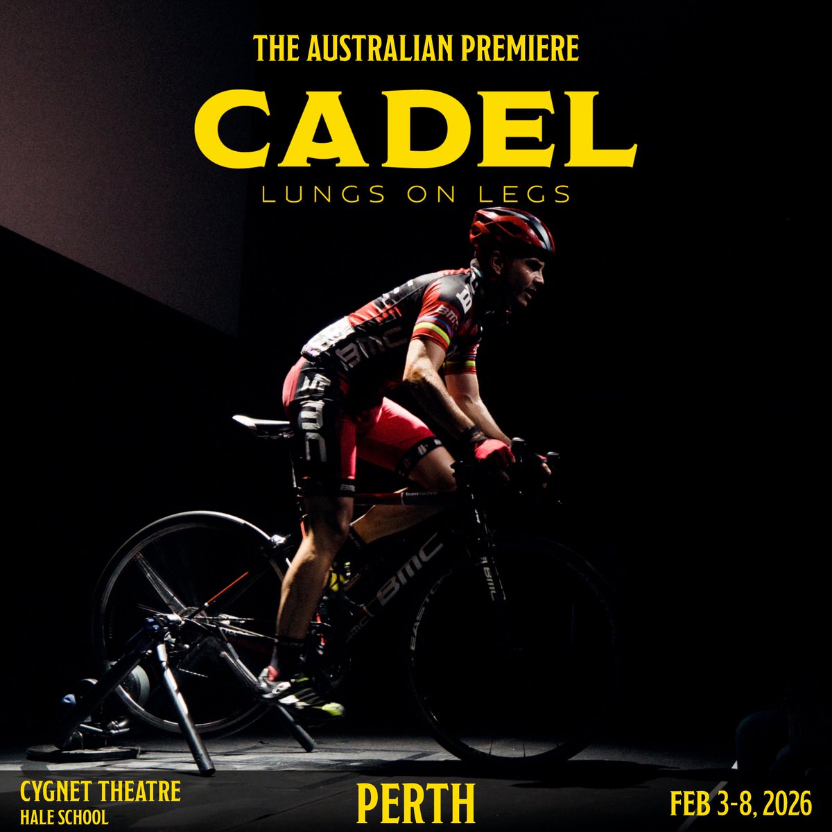 PERTH | Feb 3-8, 2026 | Live on stage. 🚴‍♂️ 

✨THE AUSTRALIAN PREMIERE 🇦🇺
CADEL: Lungs On Legs
📍Presented by <a href="/HaleSchool/">Hale School</a> , opening the brand-new Cygnet Theatre.

🎟️ On sale now and racing away at cadeltheplay.com

#CADELThePlay #CadelLungsOnLegs #AustralianPremiere
