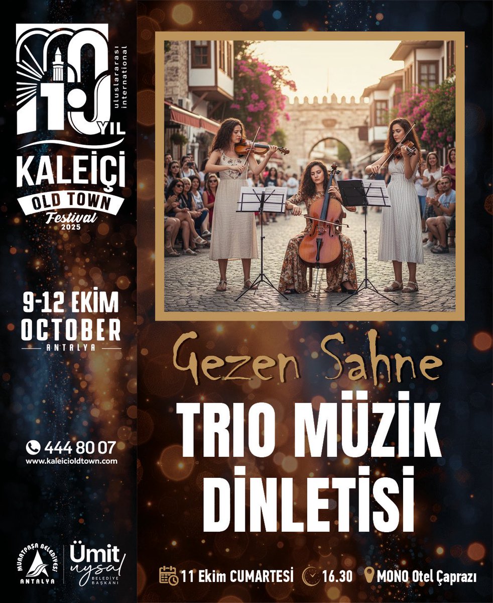 10. Kaleiçi Old Town Festivali’nde müzik her köşeye yayılıyor! 🎺🎵

Tarihi sokaklarda ritimler yankılanıyor, Gezen Sahne ile Kaleiçi adeta bir açık hava konser alanına dönüşüyor.

Hesapçı Sokak’ta, Mono Otel karşısından yükselen melodilere kulak ver! 🎤✨

Gezen Sahne programına