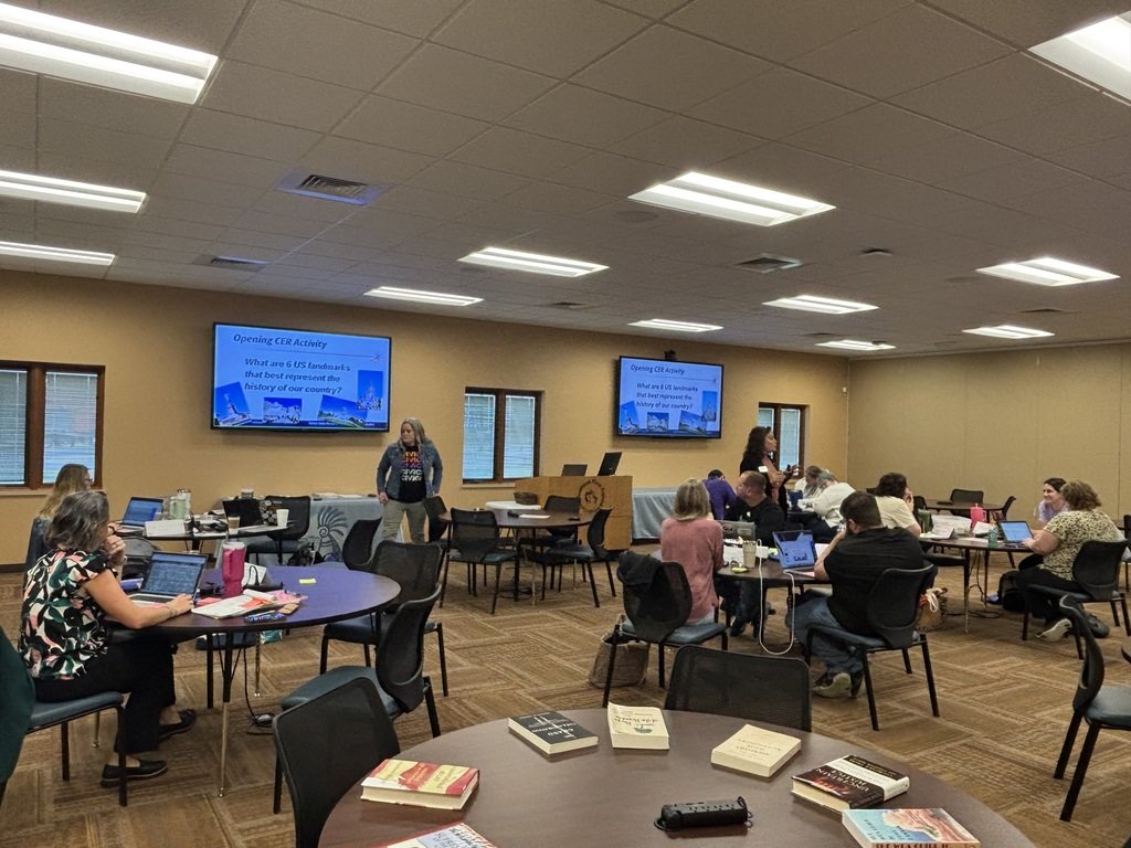 swplains's tweet photo. HGSS PLC people have more fun! Capture the flag, Social Studies personal name, and using AI to have Taylor Swift explain history documents! Great group working with @swplains Hailey Cuellar @Hailey_Cuellar and @ksdehq. https://t.co/R9H1XAdnNM