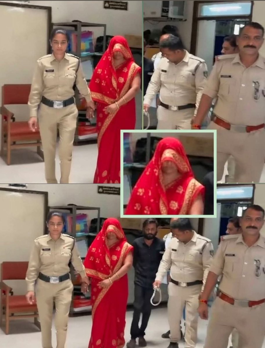 PCNEELL's tweet photo. नई नवेली दुल्हनिया 5 किलो गांजे के साथ पकड़ी गई... किसी को शक ना हो इसलिए प्राइवेट कपड़ों में छुपाकर पहुंची थी सप्लाई करने, लेकिन मध्य प्रदेश की उज्जैन पुलिस से बच ना सकी... गिरफ्तारी के बाद महिला ने बताया कि इस काम में उसका पति भी शामिल है, पुलिस तुरंत ही पति को घर से टांग लाई... अब दोनों को जेल भेजा जा रहा है।