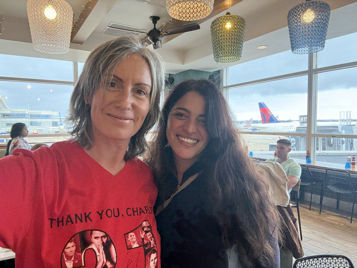 pennymarienz's tweet photo. Farewell Washington DC and all the new incredible life-long friends I made! @AngelaR35357 from Adelaide and I are FILO (first in, last out!). 
Look out for Angela who is standing in the upcoming elections in South Australia! 👊❤️ #CharlieKirk 👚 https://t.co/3LhCWG7CBC