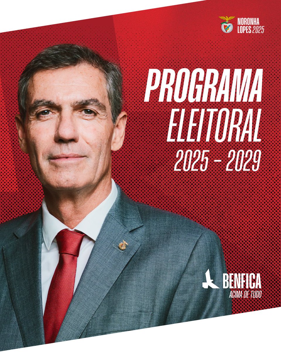 Eis o nosso Programa Eleitoral 2025-2029.

Feito por e para os Sócios. Ambicioso, inovador e moderno. À Benfica.

Consulta o programa completo neste link:
 noronhalopes2025.pt/programa

#Noronha2025 #BenficaAcimaDeTudo🔴⚪️