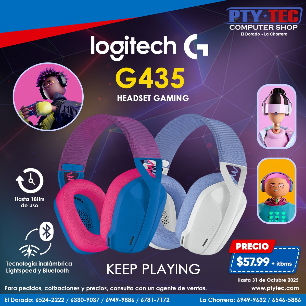ptytec_computer's tweet image. Estilo gamer Logitech G435
Sube el volumen. Baja el ping.
Diseñado para ganar. 
Juega con estilo, escucha con precisión.
Tu setup merece esto.

Más info: ptytec.com/product/search…

#ptytecdorado #ptytecchorrera #Ptyteccomputershop #ptytec #LogitechG #Logitech #G435 #Gaming