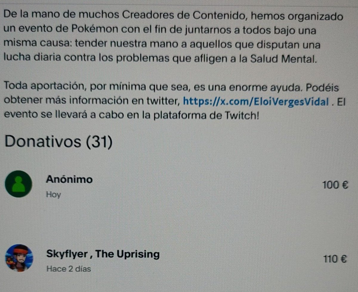 Le he dado al botón de anónimo sin querer por que estoy bobi pero ahí está lo recaudado en el benéfico de <a href="/EloiVergesVidal/">Eloi Vergés Vidal / Lyoi</a> de parte de Khayla, Richy, Plubio, Yrudiel y redondeado por mi ❤️