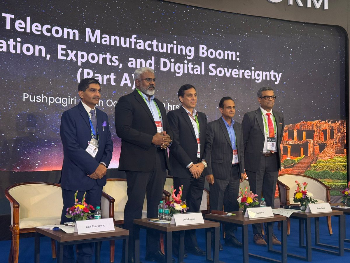 Electronics_GoI's tweet image. Sh Sushil Pal, JS (Electronics), at panel discussion “India’s Telecom Manufacturing Boom: Driving Innovation, Exports &amp;amp; Digital Sovereignty” #IMC2025, highlighted need for #EoDB reforms &amp;amp; workforce upskilling to boost industry growth &amp;amp; employability. 🇮🇳 #MakeInIndia #SkillIndia