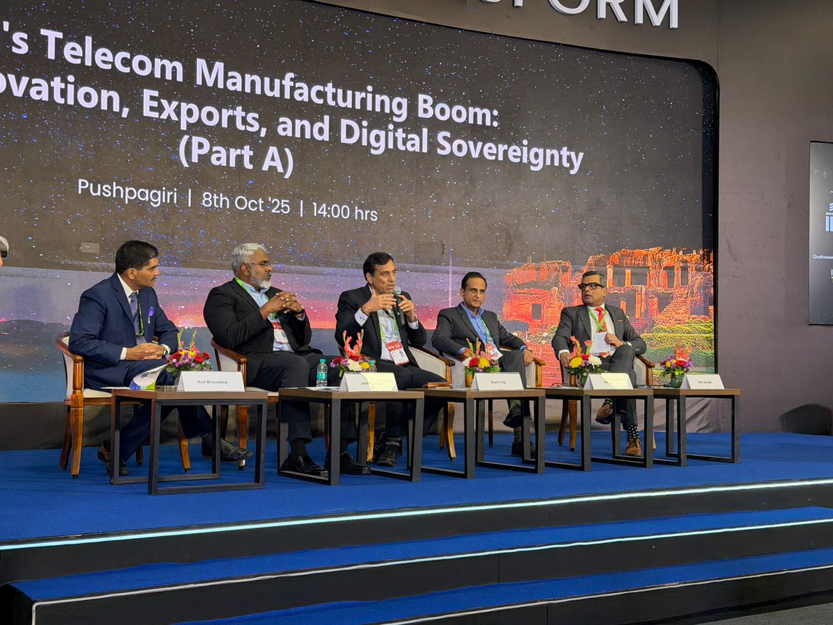 Electronics_GoI's tweet image. Sh Sushil Pal, JS (Electronics), at panel discussion “India’s Telecom Manufacturing Boom: Driving Innovation, Exports &amp;amp; Digital Sovereignty” #IMC2025, highlighted need for #EoDB reforms &amp;amp; workforce upskilling to boost industry growth &amp;amp; employability. 🇮🇳 #MakeInIndia #SkillIndia