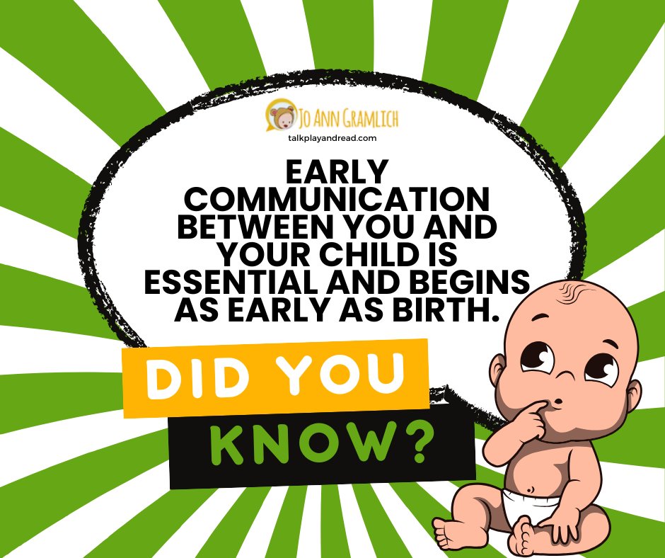 JoAnnGramlich's tweet image. Every little interaction is a building block for your child's future. You're their first, and most important, teacher! Let's cherish these precious early moments of connection here and beyond. ❤️
Get a copy of my book! talkplayandread.com
#LanguageDevelopment #Milestones