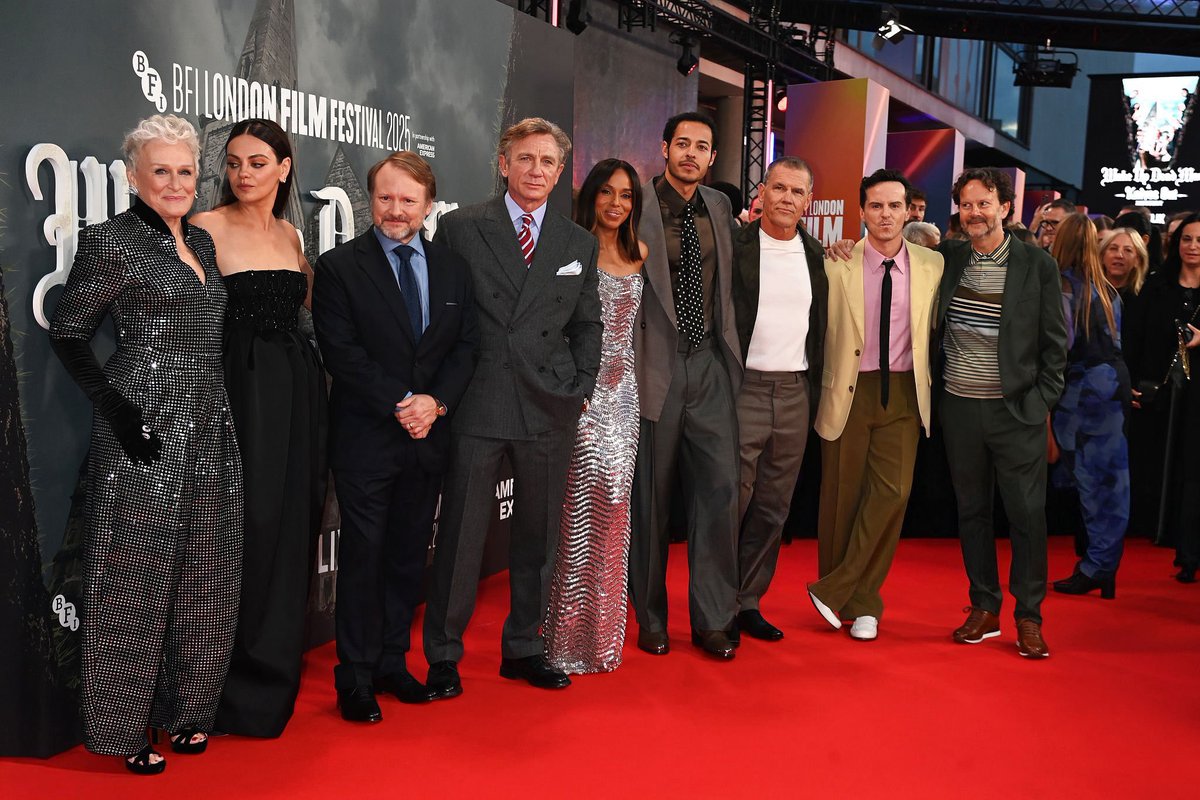 DanielCraigUPD's tweet image. Daniel Craig with the cast of ‘Wake Up Dead Man’ at the BFI London Film Festival on Wednesday, 8 October 2025. #LFF