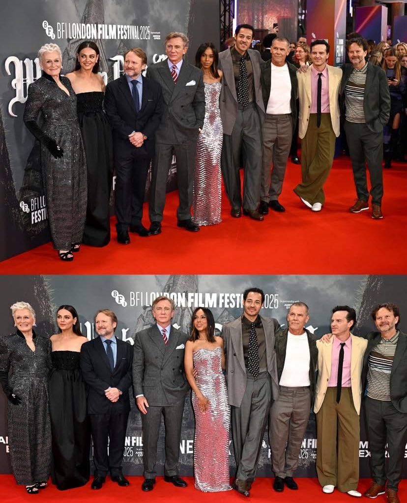 DanielCraigUPD's tweet image. Daniel Craig with the cast of ‘Wake Up Dead Man’ at the BFI London Film Festival on Wednesday, 8 October 2025. #LFF