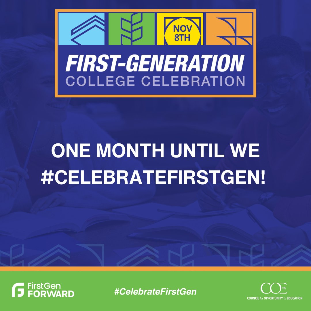 FirstgenForward's tweet image. There's just one month until we #CelebrateFirstGen on November 8! Have you finalized your celebration plans yet? Check out our ideas and templates: bit.ly/FGFCelebrateFi…