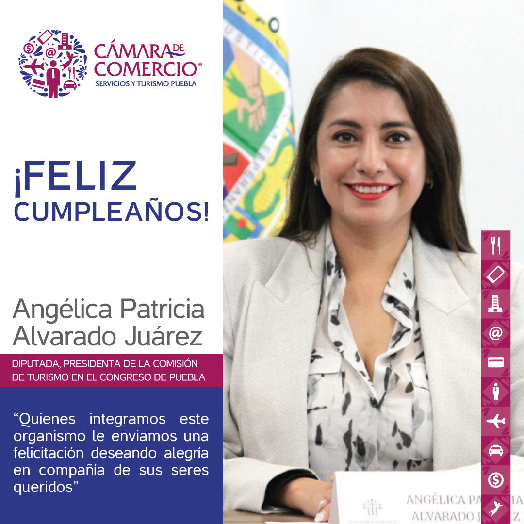 🎉 ¡Feliz cumpleaños, Angélica Patricia Alvarado Juárez! 🎂
Diputada, Presidenta de la Comisión de Turismo en el Congreso de Puebla

Te enviamos nuestros mejores deseos en este día tan especial.
Que sigan los éxitos y la alegría en compañía de tus seres queridos.

¡Muchas