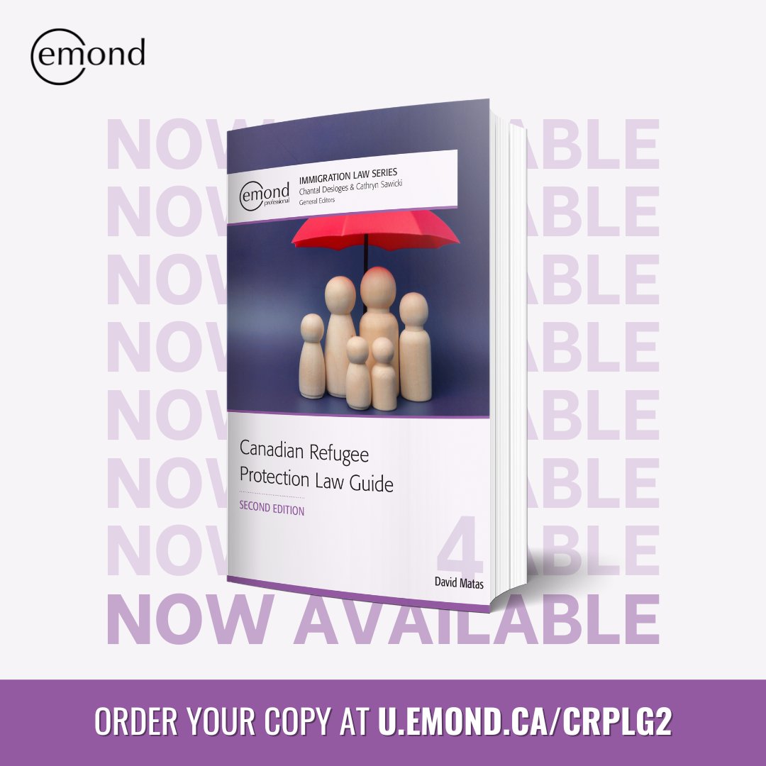 EmondPublishing's tweet photo. Now in its second edition, Canadian Refugee Protection Law Guide by #DavidMatas helps readers navigate Canada’s refugee process with confidence. 

This practical “how-to” resource breaks down procedures from initial claims to #appeals, using charts, checklists, and real-life examples to make complex processes clear and accessible. 

Available at https://t.co/aHTEcZoOoZ

#cdnlaw #legalprofessionals #immigrationlawseries