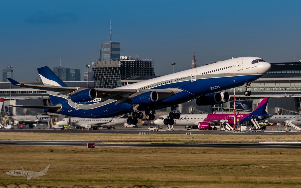 Avianka737's tweet photo. Airbus A340 of HiFly Malta departing from Chopin Airport. A340 is a rare bird recently, it’s a pity, that we can’t see it as a regular flight at the most airports. #planespotting #aviation #airbus https://t.co/z1fdkVN0Dd