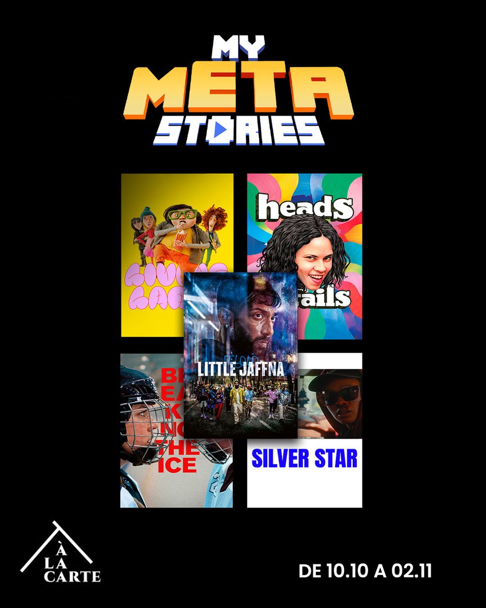coisa boa chegando no À LA CARTE essa semana! entre os dias 10 de outubro e 02 de novembro (somente online em nosso streaming) teremos os filmes do festival MY META STORIES. confira:  

silver star
breaking ice 
living large
little jaffna
heads or fails