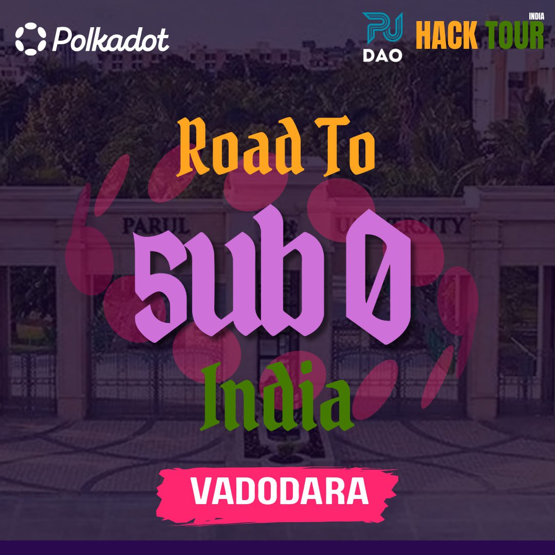 Hack Tour India (@hacktourind) on Twitter photo Kem cho Vadodara? โก
Weโre back with Road to Sub0 - Builder Party by <a href="/HackTourIND/">HackTour India</a> with <a href="/parul_dao/">PU DAO</a> in Vadodara! ๐
<a href="/Polkadot/">Polkadot</a> <a href="/DOTmeetups/">Polkadot Meetups</a> <a href="/Polkadotsub0/">sub0</a>
๐
Date: 11th Oct
๐ Venue: Parul University, Vadodara
Apply Here: luma.com/w7iiu2s3 Kem cho Vadodara? โก
Weโre back with Road to Sub0 - Builder Party by <a href="/HackTourIND/">HackTour India</a> with <a href="/parul_dao/">PU DAO</a> in Vadodara! ๐
<a href="/Polkadot/">Polkadot</a> <a href="/DOTmeetups/">Polkadot Meetups</a> <a href="/Polkadotsub0/">sub0</a>
๐
Date: 11th Oct
๐ Venue: Parul University, Vadodara
Apply Here: luma.com/w7iiu2s3
