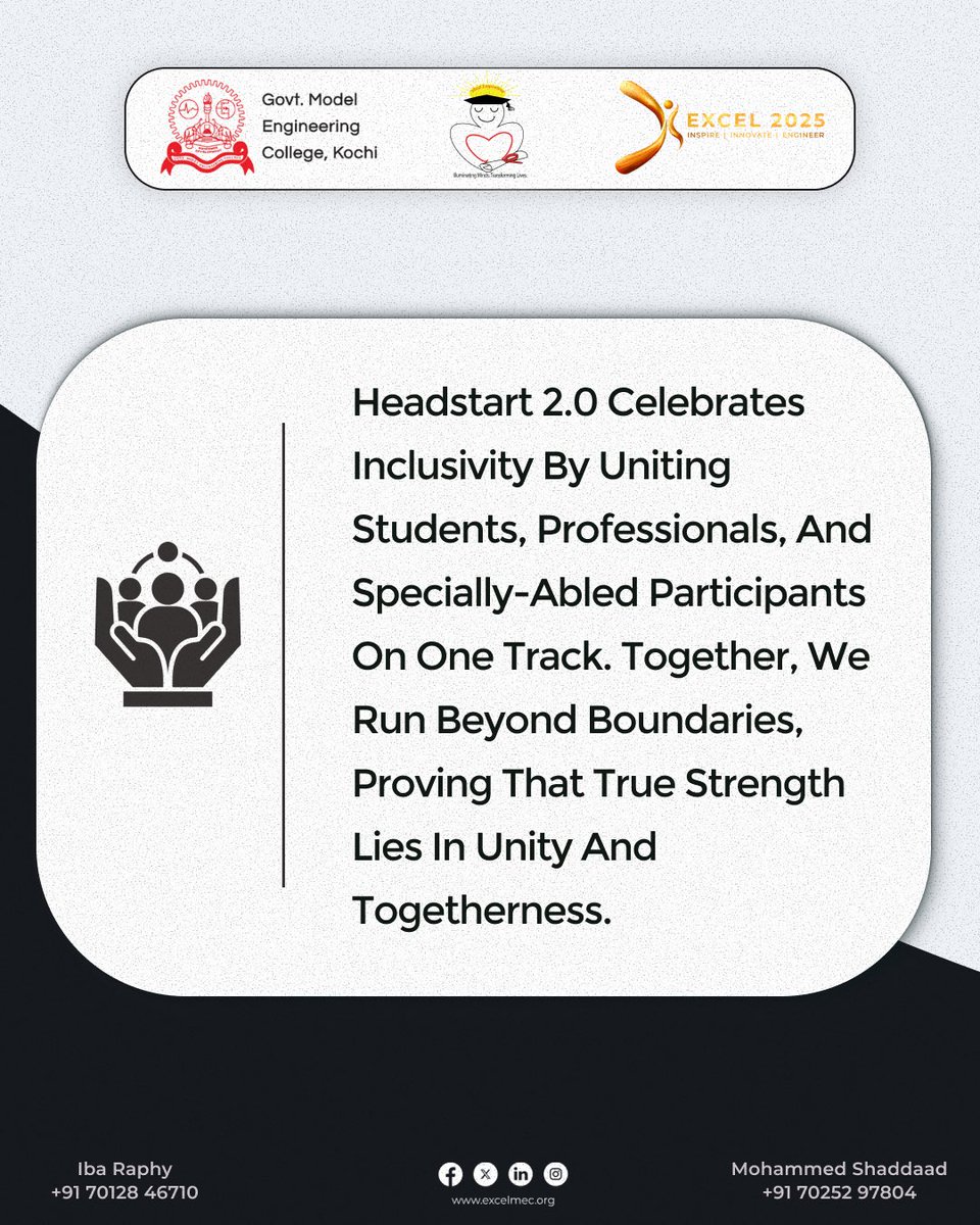 Excel presents HeadStart 2.0, a marathon and walkathon that celebrates endurance, unity and the joy of shared strength. From runners chasing milestones to specially abled hearts joining the stride, every moment is a story of courage and compassion.

forms.gle/jfKDaZpYLyjXQ8…