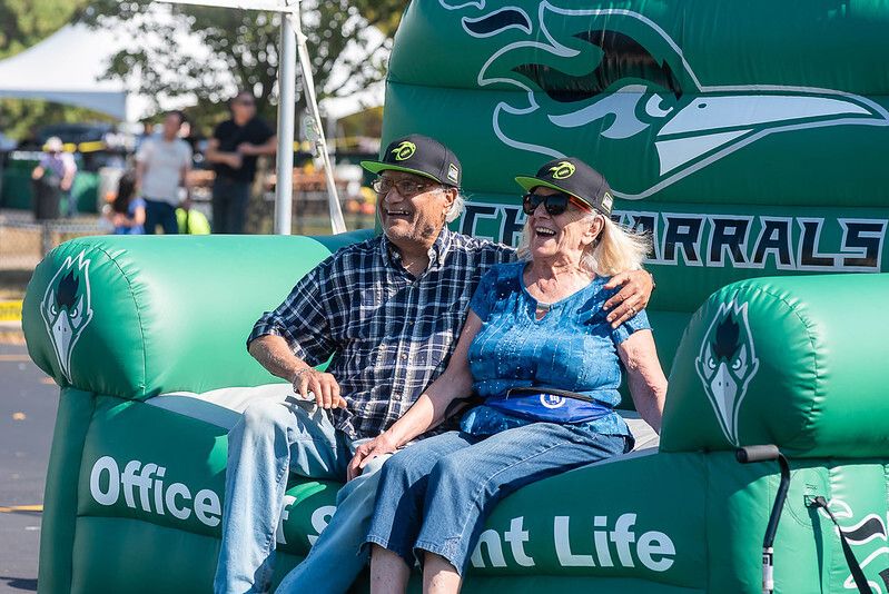 CODAlumni's tweet photo. Homecoming at COD was a celebration to remember! 🎉 Tailgating, food, football &amp; giving back - with a food drive supporting the Fuel Pantry. 🏈💚 #CODProud #ChapsNation #CODAlumni https://t.co/50P7SYshAy