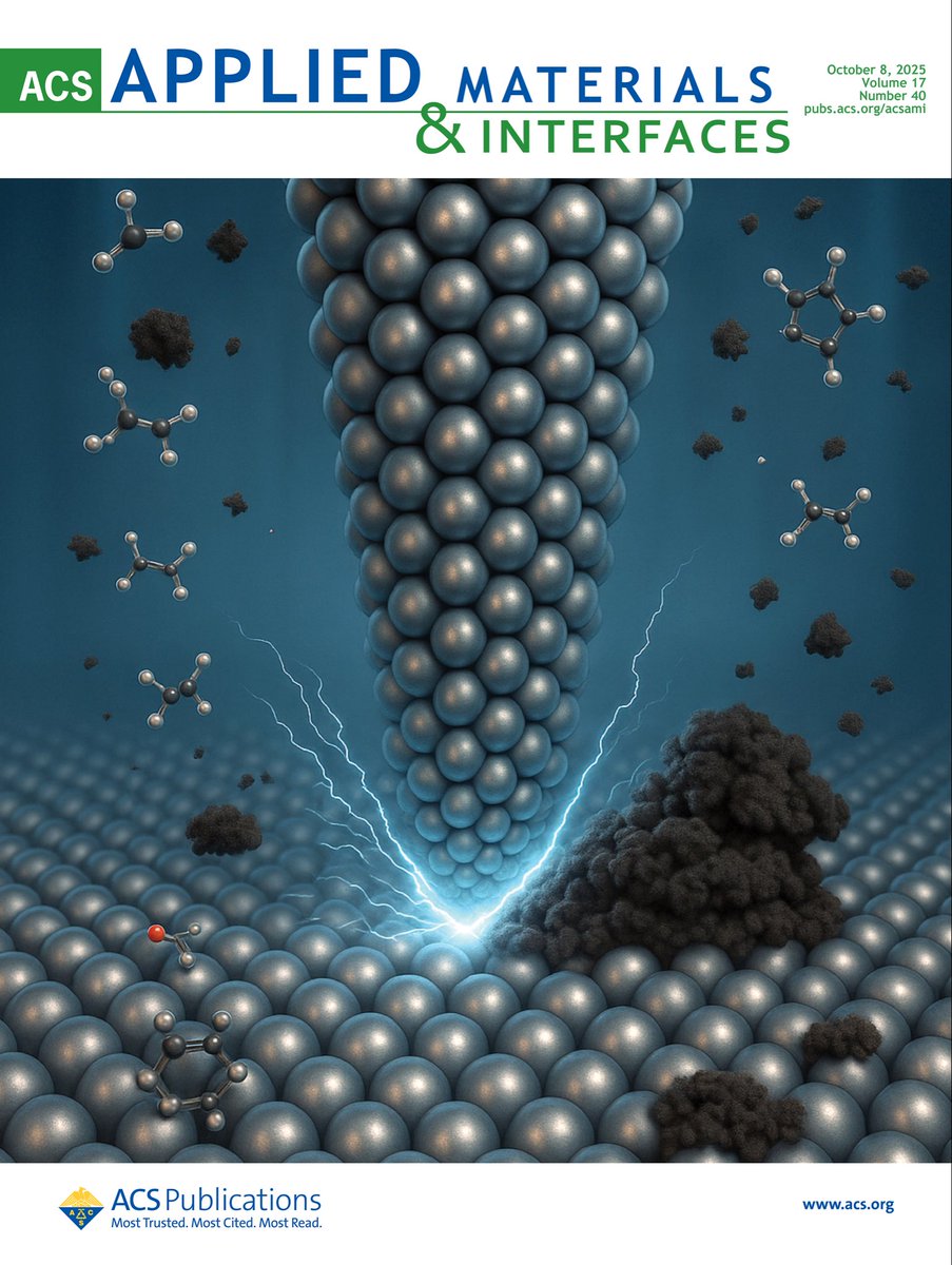 muller_group's tweet image. The latest issue of ACS Applied Materials &amp;amp; Interfaces (@ACS_AMI) is live! On the   cover: “#Mechanochemistry at #Nanoscale #Metallic #Contacts: How #Stress and #Voltage Drive #Tribopolymerization”