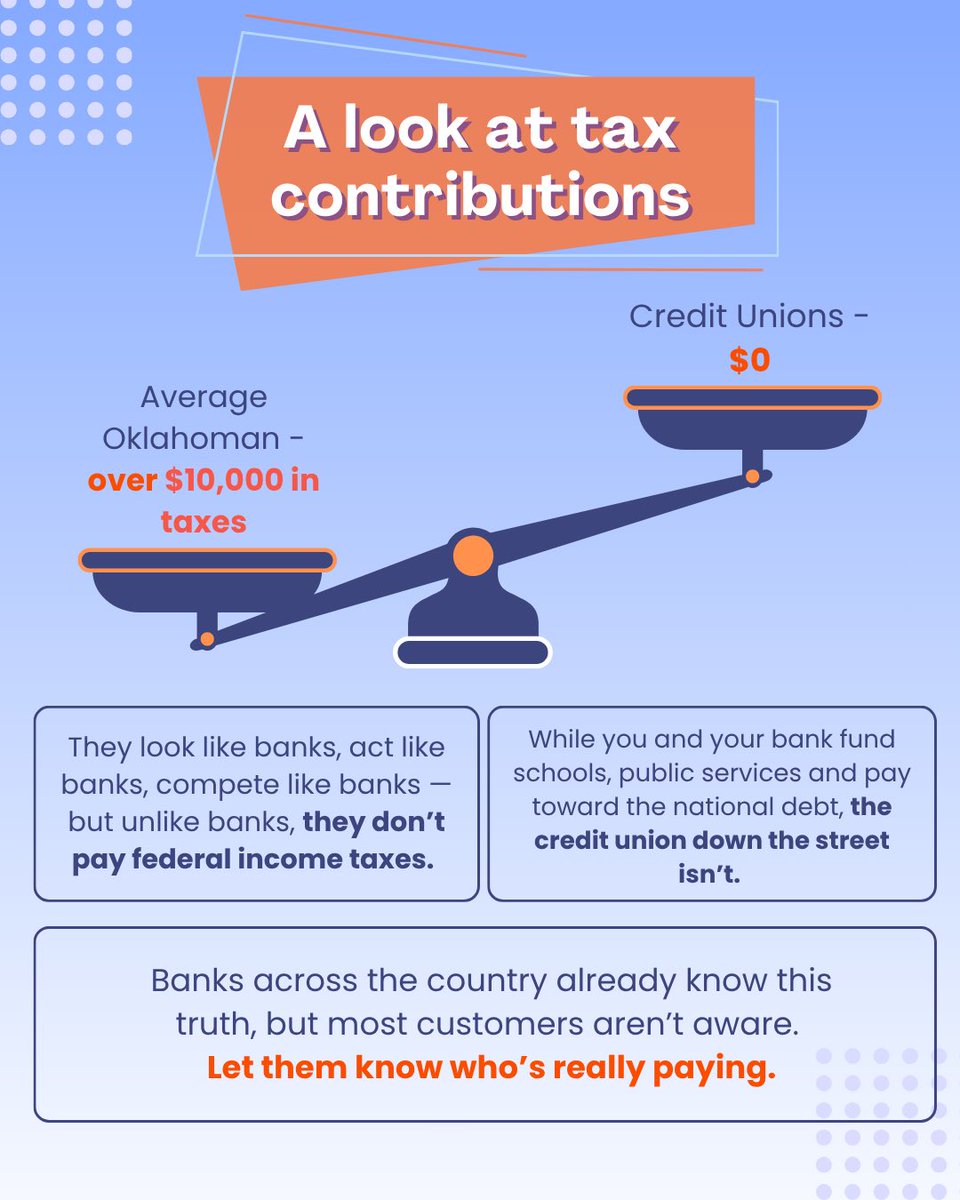 The scale is tipping and it’s clear who’s carrying the weight. Taxpayers and their banks fund what credit unions don’t. It’s time to create a balanced and stronger financial system - reform credit unions NOW!