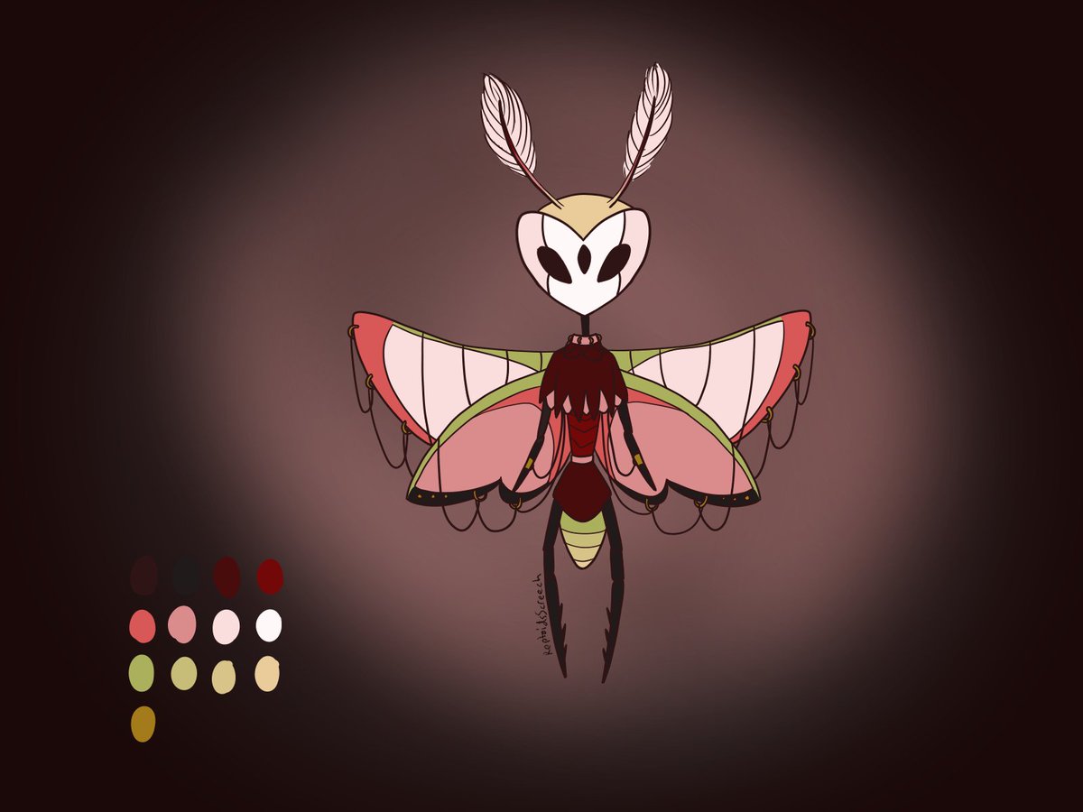 my hollow knight grimm troupe oc Hummer, based off a hummingbird moth
