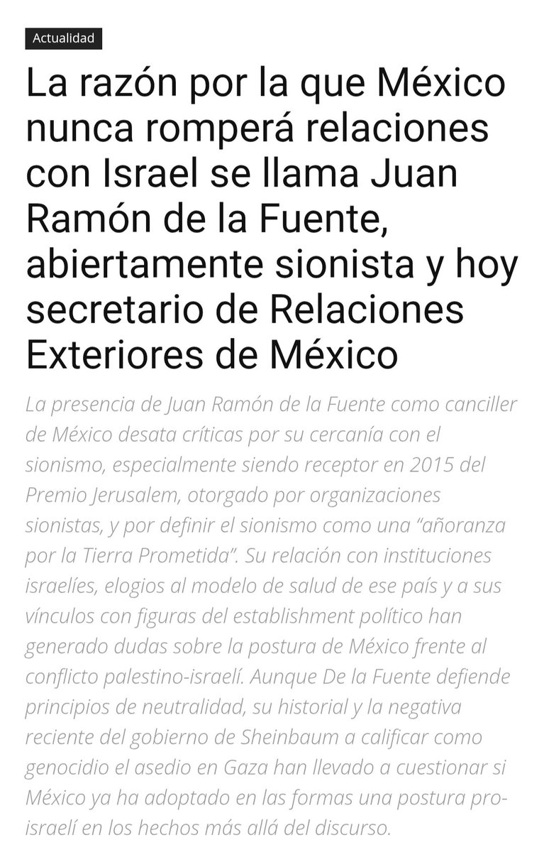 pastordc3110's tweet photo. @jenarovillamil @arlinmedrano_ @GlobalSumud Qué irónico que huyendo de los sionistas, la reciba un sionista como es Juan Ramón de la Fuente https://t.co/nRLCfuEGoD