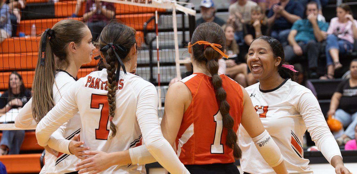 HighSchoolMV's tweet photo. Your Medina Valley HS Varsity Volleyball team DOMINATED on the court last night, taking down the Laredo LBJ Wolves in a clean 3-0 sweep! 💪🐾
Set after set, our Panthers brought the energy, teamwork, and hustle to claim victory across all three sets! 🖤🧡 https://t.co/ZWKFUuStPp