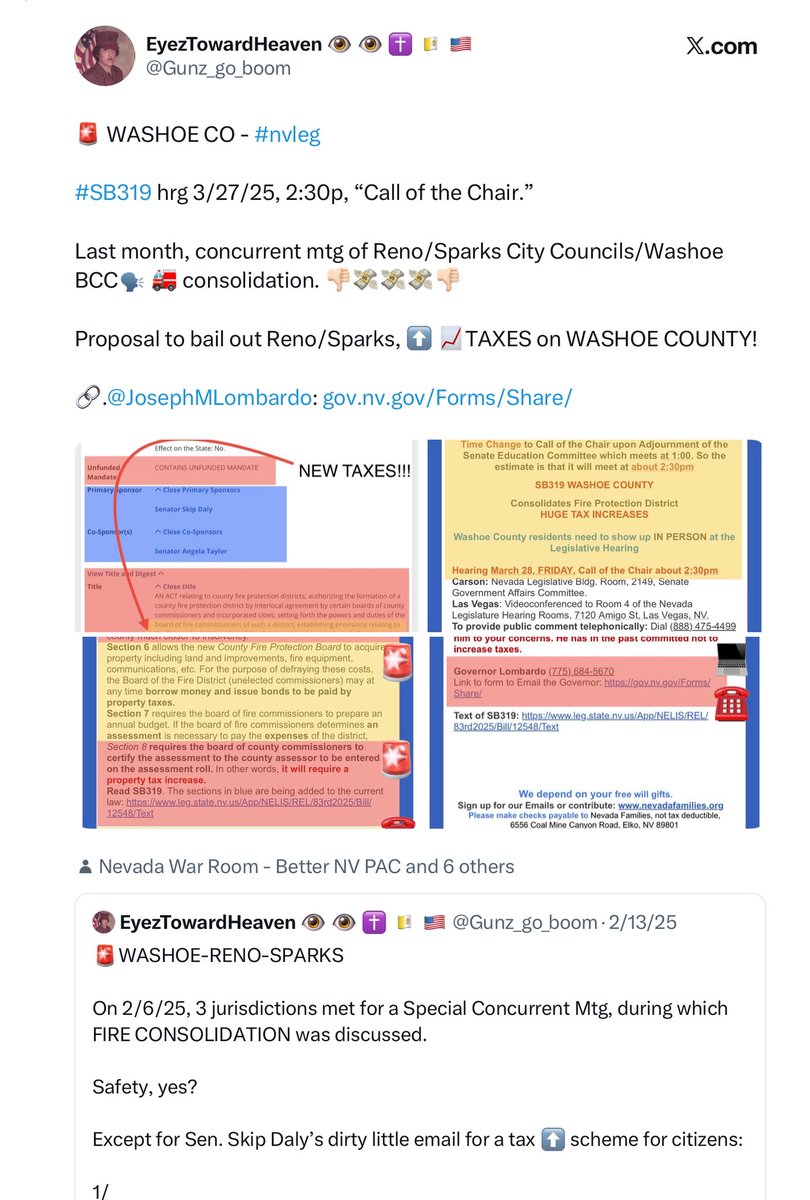 Gunz_go_boom's tweet image. 🚨NEVADA-WASHOE-SPARKS-RENO

🚨Conflict of interest much? 

Nevada’s new State Fire Marshal Joe Rodriguez is also a sitting Sparks City Councilman &amp;amp; Vice Chair of the #SB319 Fire Services Study Board. 

One man, three 🎩 — who’s he really serving? 

Make no mistake-⬆️ your taxes!