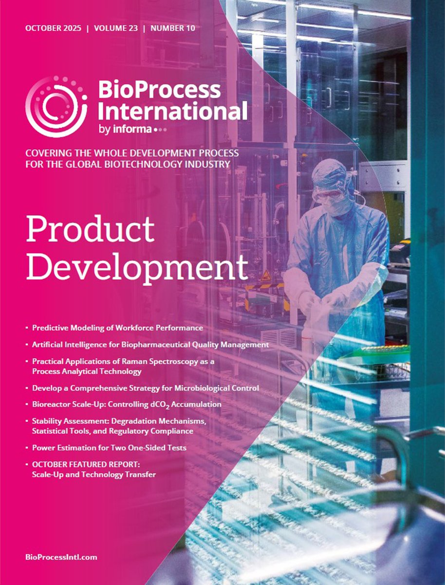 BioProcessIntl's tweet image. The October 2025 issue of BioProcess International is now available! This month focuses on #ProductDevelopment.

Enjoy the full issue and read about the latest in #microbiology #AI #celltherapies #bioreactors, and more!

spr.ly/6019ASReT
