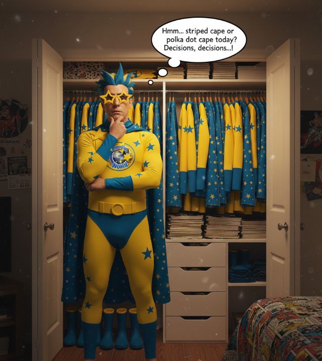 GoSuperfanworld's tweet photo. My closet. Every. Single. Morning. 🤔 Which identical Superfanman costume will it be today?! The struggle is REAL.
#Superfanman #SuperheroProblems #FashionCrisis #CapeLife #SuperfanWorld #HYPEQUAKE #WhatToWear #NYCCPrep https://t.co/w29yqZANyP