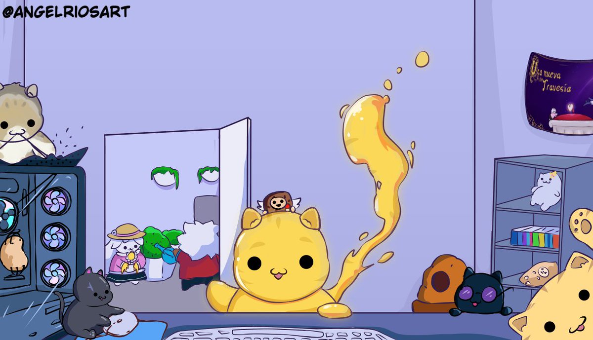 Recibimos con mucha emoción a "HEBEN KARAWITA" en la casa medusa 🪼, siendo parte del equipó de gatitos✨ (ya rompió 8 macetas, intento salir nadando y no se separ de tamanta).. fuera de eso.. BIENVENIDO!!! XDXD 
<a href="/Tammy_BB_Vtuber/">Tammy_bb (Moñoñongo)|🫔</a> <a href="/lMrMandy/">BMandy</a> #artecontammy