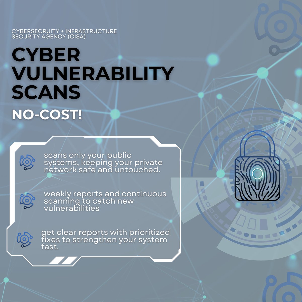 MidwestAssist's tweet photo. Protect your utility from cyber threats with CISA’s free vulnerability scanning service.  Learn more here: https://t.co/GyKKbtD4xf https://t.co/J79NeYrq0n