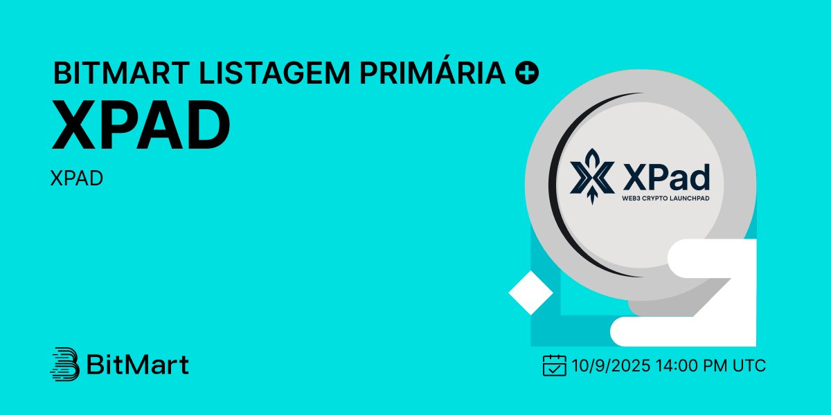 A #BitMart listou a Xpad Launchpad (XPAD) <a href="/XPad_labs/">X-Pad - LaunchPad</a> 🎉
 
💰Par de trade: XPAD/USDT
💎Depósito: Disponível
💎Trading: 09/10/2025 14:00 PM UTC

🔗Saiba mais: bitmart.zendesk.com/hc/pt/articles…
👉Crie sua conta na BitMart: bitmart.com/register/pt-BR…

#BitMart #XPAD #Crypto