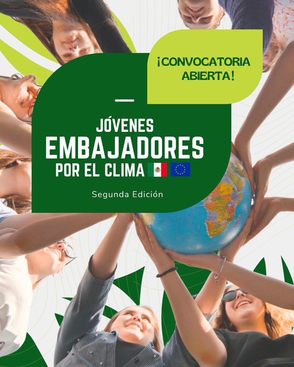 UEenMexico's tweet image. 📢 ¿Tienes entre 18 y 30 años, vives en México y te apasiona el cuidado del medio ambiente? 🌎
¡Conviértete en uno de los nuevos #JóvenesEmbajadoresPorElClima 🇲🇽🇪🇺!
Consulta la convocatoria y postúlate:
📲link.europa.eu/jJvhtY
#ForOurPlanet #GreenTransition #EUForeignPolicy