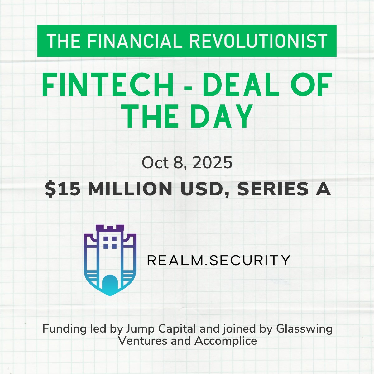 Today's #fintechdeal is for <a href="/Realm_Security/">Realm.Security, Inc</a>, a Boston-based data security startup, that raised $15m in Series A funding. 🚀💲💲💲i

👉 Subscribe to the FR for the latest on the top #fintech deals: bit.ly/subscribe

#FintechNews