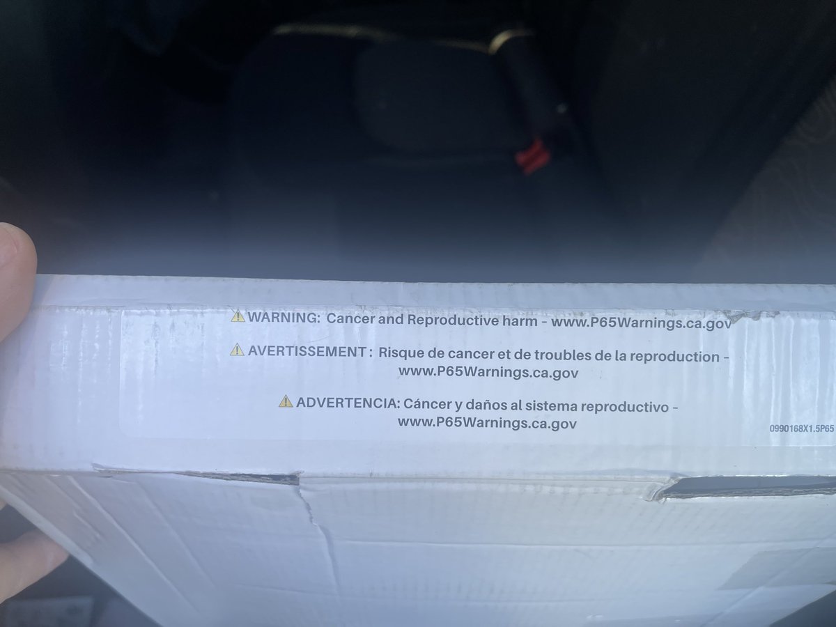 This is how stupid the state of California is: 

I just got brake rotors for my son’s car. It had a prop 65 warning on it. 

If you don’t know what that is, it’s a warning that the product is known to the state of California to cause cancer. 

It’s a literally just a hunk of