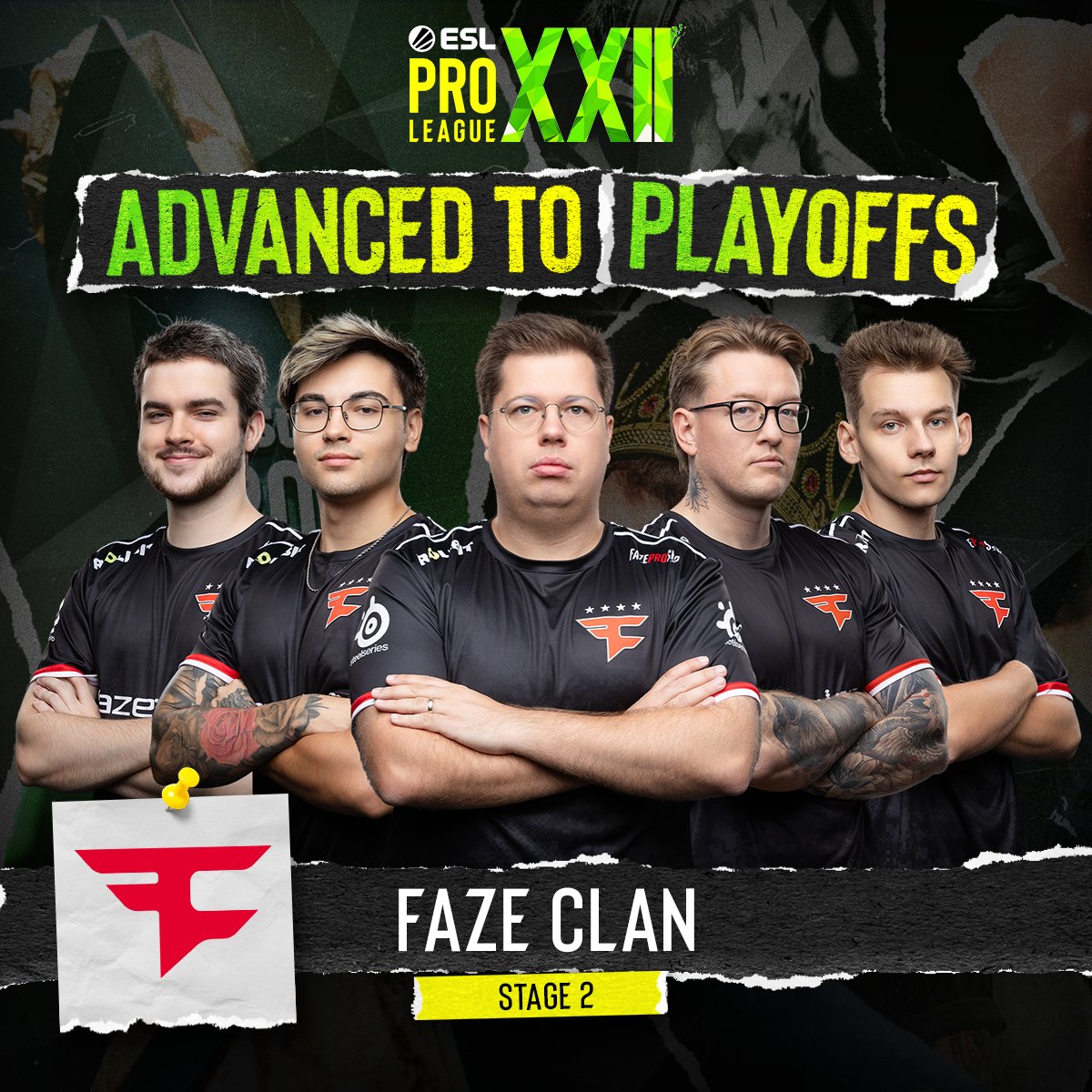 THE FINAL TEAM TO MAKE THE #ESLPROLEAGUE SEASON 22 PLAYOFFS 🙌

🎉🎉 <a href="/FaZeEsports/">FaZe Esports</a> 🎉🎉